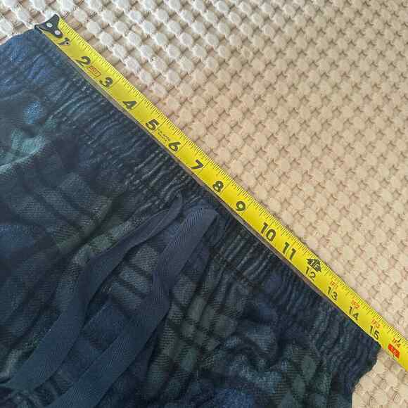 Green Plaid Fleece Lounge Pants Soft Touch Drawstring Waist Men's L - Picture 5 of 6